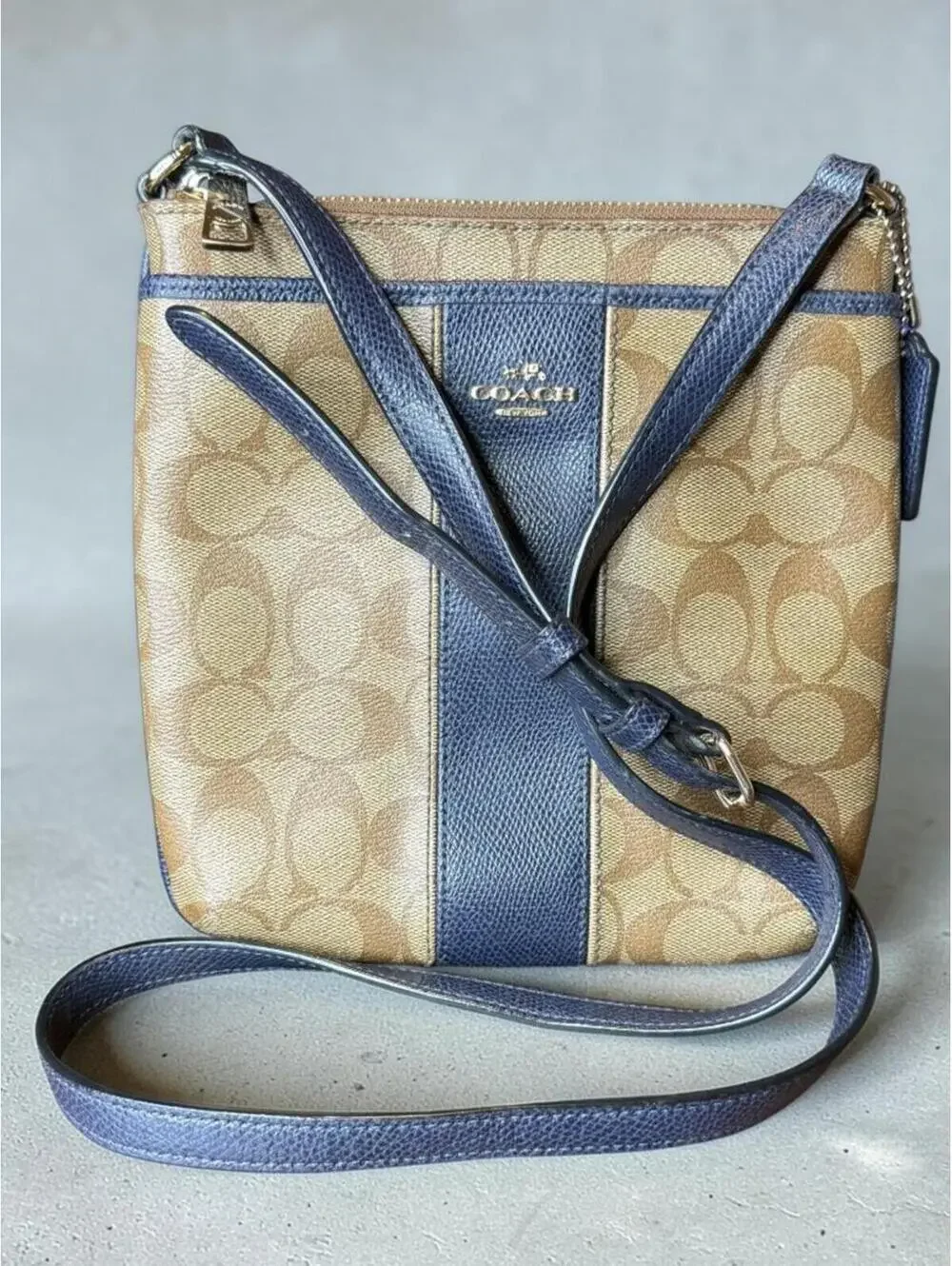 Coach Signature Crossbody Bag in Khaki/Blue